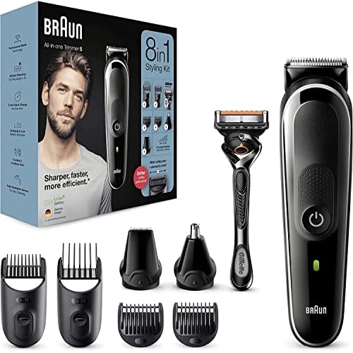 Braun 8-in-1 Beard & Face Trimmer/Hair Clipper with Gillette Fusion 5 ProGlide Razor - MGK5260
