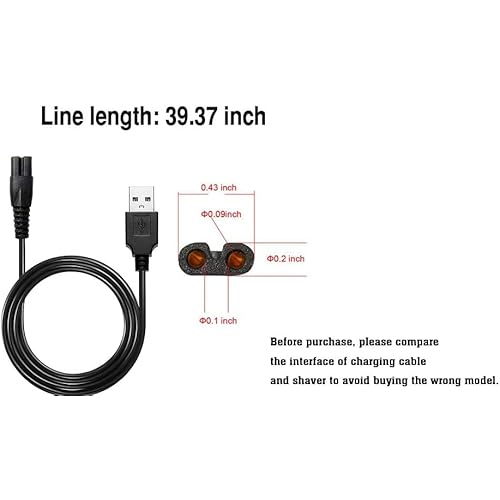 Universal Head Shaver Power Charger Cord Compatible with Skull SHAER FreedomShaver and Some Brands., Head Shaver Charger Cord for Many Brands