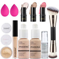 PHOERA Foundation 3-in-1 Contour Makeup Kit - Highlighter, Blush & Bronzer Sticks for Sculpting Cheeks (Porcelain/Nude)