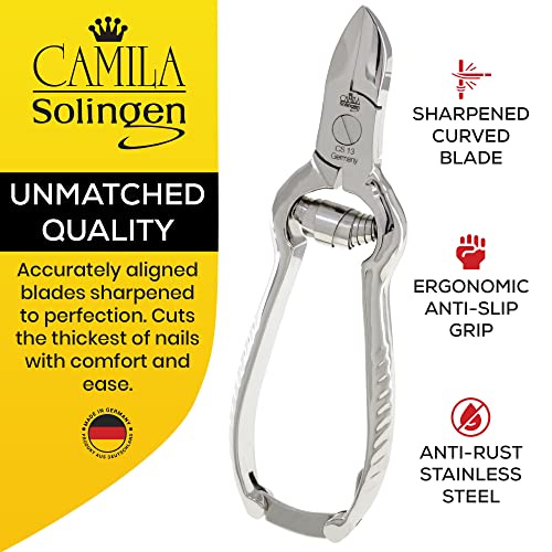 CS13 Large Heavy Duty Toe Nail Clipper for Thick Nails, Manicure and Pedicure & CS19 Large Professional Sapphire Metal Nail File for Fingernail and Toenail, Made in Solingen, Germany