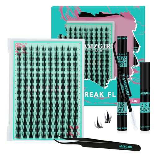 Lash Clusters Kit 160PCS Fairy Eyelash Clusters Kit with Lash White Bond and Seal,Eyelash Glue Remover and Applicator, Manga Eyelashes Wide Stem Cluster Eyelashes Extensions Kit(Lily,C-Mix10-18mm)