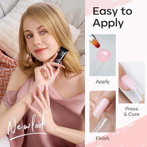 modelones Poly Nail Gel Kit 6 Colors with 8 W Lamp Nail Extension Gel Kit Nude Clear Pink Natural Complete for Beginner Thickening Solutions DIY at Home for Women