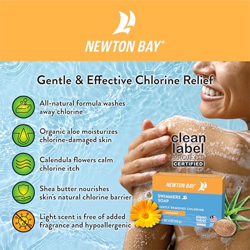 Swimmers Soap | All Natural Body and Face Wash Soap Bar | Gently Washes Away Chlorine After Swimming | Revitalizes Sensitive Skin | 2-Pack of 4 Ounce Soap Bars