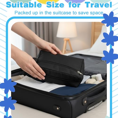 SHENLIU 16 Pcs Men's Toiletry Travel Bag, 8.7 x 6.1 x 2.56 inches Large Water Resistant Shaving Bag Hanging Cosmetic Bags with Divider Handle Foldable Makeup Travel Pouch Toiletry Organizer