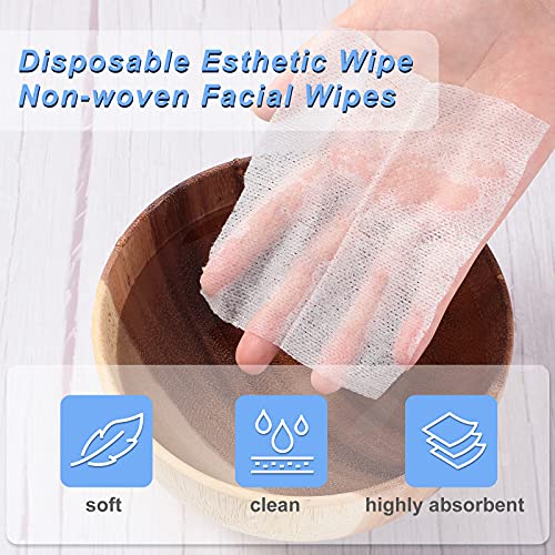 Leelosp 600 Pieces 2 x 2 Disposable Esthetic Wipe Non-woven Facial Wipes Soft Squares Aesthetic Spa Petite Silken Pads for Salon Use Makeup Remove Product Application