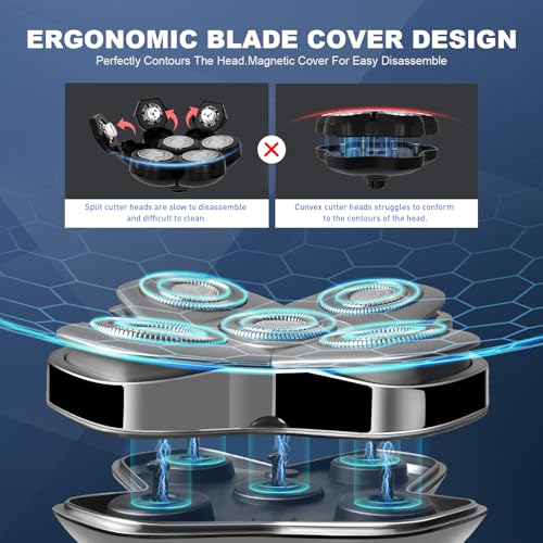Head Shavers for Bald Men - 5-in-1 Bald Head Shaver, Ipx7 Waterproof Men's Rotary Shavers, Double-Ring Electric Razor for Men, with Led Smart Display,Wet/Dry Shaving for Head Face Beard Nose