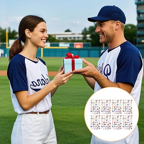Baseball Temporary Tattoos - 8 Sheets 200+ Baseball Birthday Party Supplies, Sports Party Favors Decorations for Teens Adults