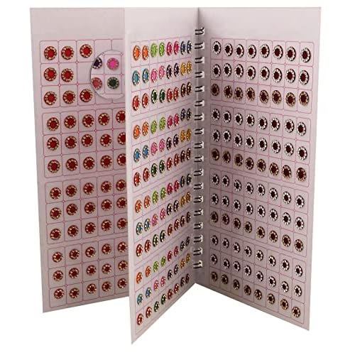 Forehead Kumkum Gold & White Stone Multicolour Bindi Booklet for Women & Girls (Stone Bindi Book - 376 Bindis) Multicolor