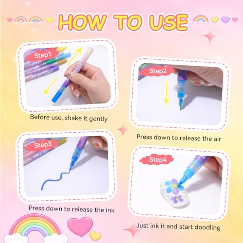 12 Colors Nail Art Pens Kit, 0.5mm Precision Nail Art Markers, Quick-Dry Waterproof Nail Polish Pens for DIY Manicure, Drawing & Creative Nail Art Designs
