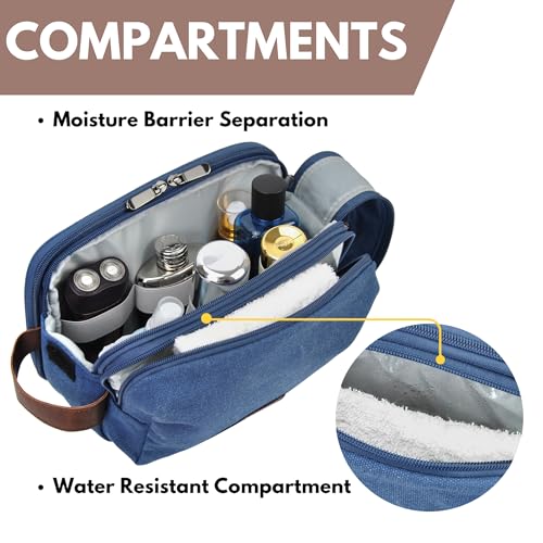 NGIL Traveling Toiletry Bag, Canvas Toiletry Organizer for Women and Men, Cosmetic Case, Skincare, Shaving Kit Organizer Traveling Toiletry Bag (Navy, Medium)