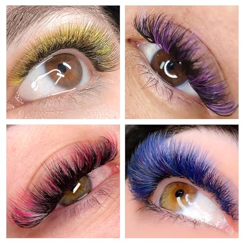 Colored Lash Extensions, 16 Rows Cashmere eyelashes, 0.07 D Curl 13mm Classic eyelash Extensions, Single Lash Extensions for Professional Salon Use (0.07-D-Yellow Gradient 13mm