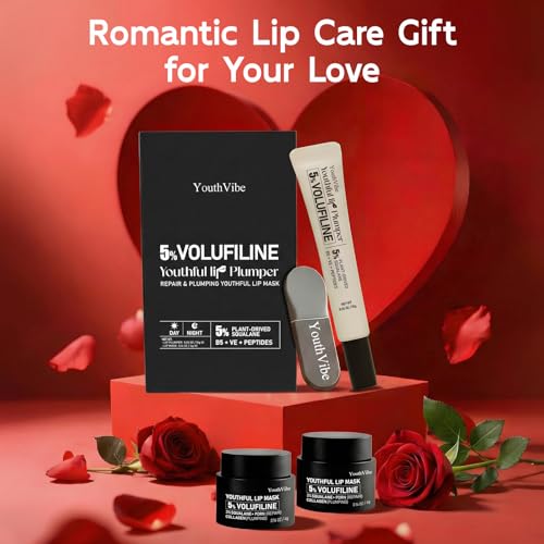 YouthVibe 5% Volufiline Lip Plumper, Nourishing & Anti Aging Over Time with Squalane, Shea Butter, Collagen, Peptide & PDRN - No Burning, No Tingling for Gentle Daily Plumping