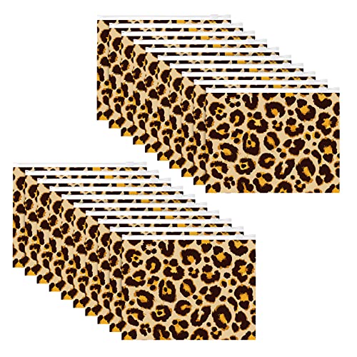 Reginary 50 Pieces Leopard Makeup Bags Waterproof Cosmetic Bag with Zipper Toiletry Pouch for Woman Tavel Wedding Bridal Shower Bachelorette Birthday Party Favor