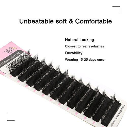 Natural Looking J Curl Siberian Mink Eyelash Extensions Handmade Volume Individual False Lashes Pack Thickness 0.15mm Medium 10mm by Bella Hair