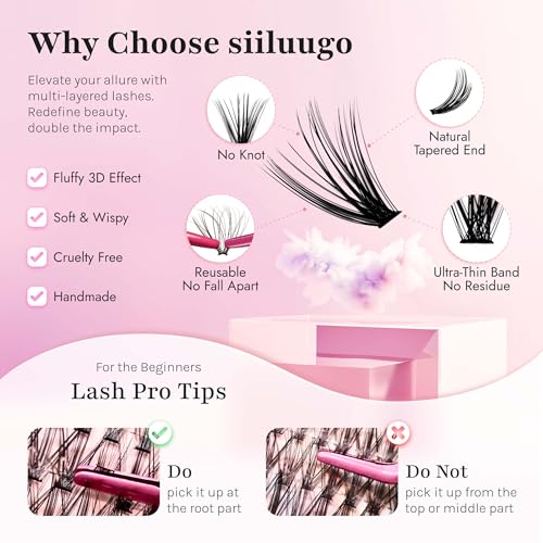DIY Lash Extensions Kit 280PCS Individual Lashes Clusters,9-16mm MIX 30D Fluffy and Natural False Eyelashes,Wispy and Volumn,with Lash Bond and Seal,Tweezers,Glue Remover,Easy Use At Home