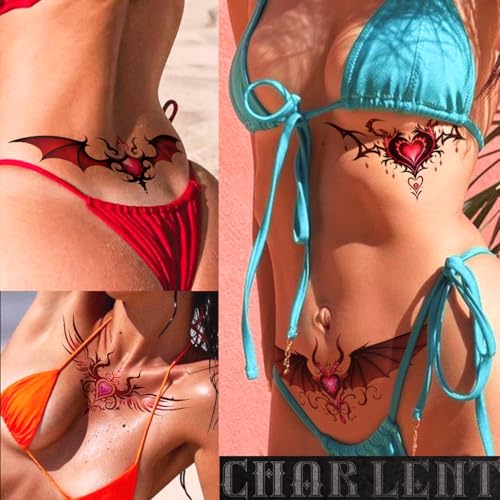 24 PCS Sexy Belly Temporary Tattoos for Women Ladies - Realistic Chest Abdomen Waist Tattoos for Women Body Art