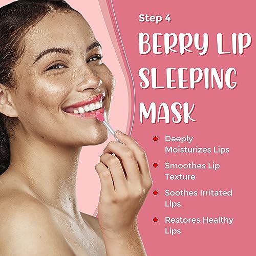 6-in-1 Lip Care Kit With Lip Sleeping Mask, Silicone Brush, Sugar Lip Scrub, Lip Mask Sheet to Reveal Luscious, Lip Exfoliator Scrub to Soft Lips ? Korean Lip Therapy Set for a Fuller