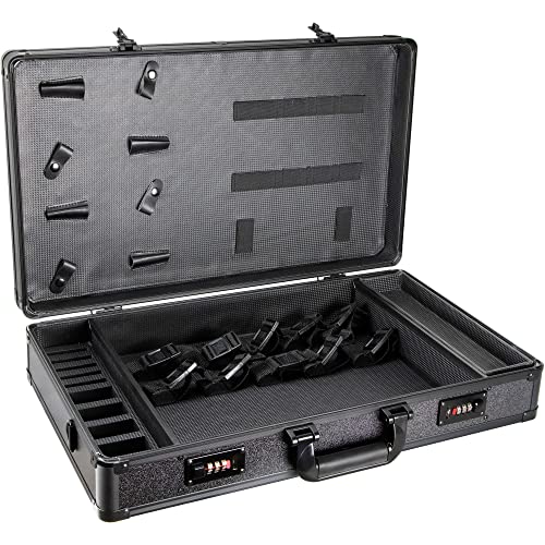 SunRise C4102 Barber Stylist Lock Attached Carrying Portable Travel Case Organizer Storage Display, Black Matte (C4102PPAB) , 22x13x4.25 Inch (Pack of 1)
