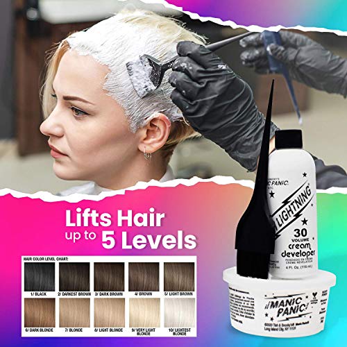 MANIC PANIC Flash Lightning Hair Bleach Kit - Bleach Powder + 30 Volume Developer - Hair Lightener for Dark Shades - Lifts Up to 5 Levels - Achieve Medium to Light Blonde - Vegan & Cruelty-Free (3 pk)