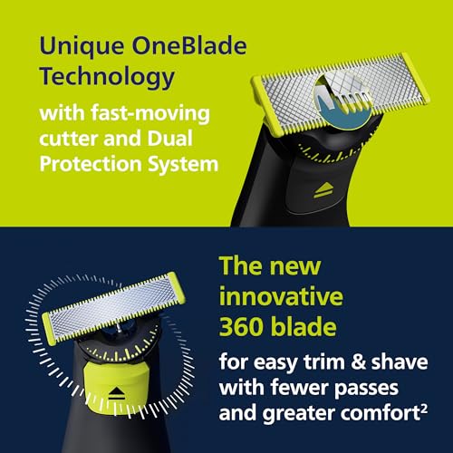 Philips Norelco OneBlade Pro 360 Face + Body Electric Shaver, Beard Trimmer and Groomer, with 360 Blade Technology, 14-Length Precision Comb, Body Kit, Soft Pouch, Model QP6542/70