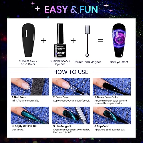 12 Colors Cat Eye Gel and Multi-Function Magnetic Stick for Nails Strong Magnetism