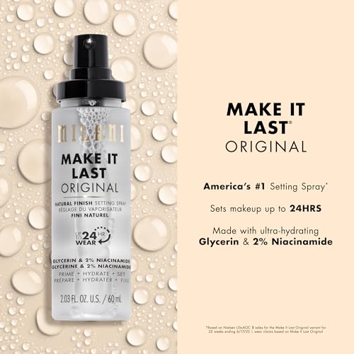 Milani Make It Last Original - Natural Finish Setting Spray 3-in-1 Setting Spray and Primer- Prime + Correct + Set & Milani Skin Quench Hydrating Primer for Makeup