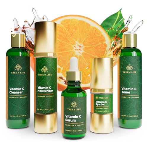 Tree of Life Beauty Ultimate Skin Care Set, Brightening, Firming, Hydrating, Moisturizing, Brightening, Complete Face Care Regimen - Total Vitamin C Face Serum Collection 5pack