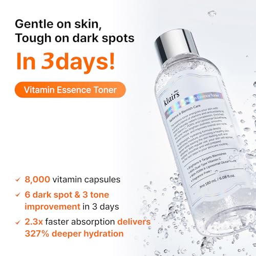 DearKlairs Freshly Juiced Vitamin Essence PDRN Toner, Liposomal Glutathione, Niacinamide, 8000 Vitamin C Capusules (1.01 Fl Oz (Pack of 1))
