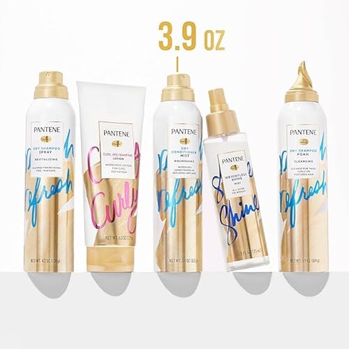 Pantene Dry Conditioner Mist Spray for Hair, 3.9oz, Blue - Instant Hydration and Frizz Control with Vitamin B5, Safe for Color Treated Hair, Pro-V Refresh