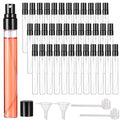 50 Pcs 10 ml Perfume Bottles - Refillable Glass Mini Spray Bottles, Portable Travel Sample Containers, Fine Mist Atomizers with Caps, Includes 2 Funnels and 2 Dispensers, Ideal for Liquids, Black