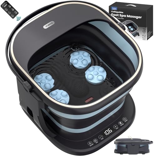 Puboo Collapsible Foot Spa Bath Massager with Heat, 95-115¡ÆF Precise Temp Control, Motorized Massage Rollers, Heated Foot Bath Soak Tub, Fits US Men¡¯s Size 11