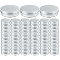 2oz Aluminum Empty Storage Screw-top Tin Jars with Lids, 75PCS Round Candle Cans, Refillable Cosmetic Containers for Lip Balm, Shea Butter, Salves, Silver