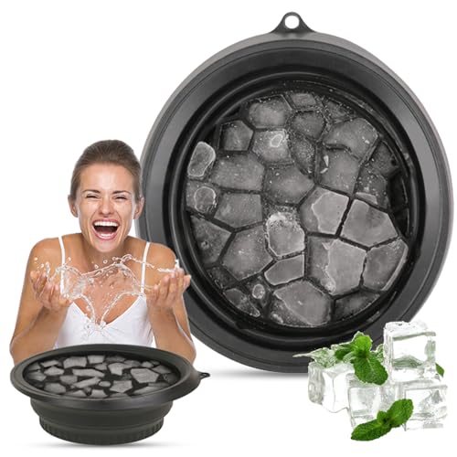 Face Ice Bath Bowl Face Bowl for Ice With Built-In Icetray, Foldable Ice Bath Bowl, Icetray for Home Ice Water Facials, Facial Ice Bath Kit, Ice Water Face Cold Plunge. (Black)