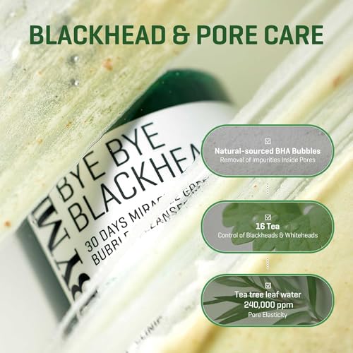 SOME BY MI Bye Bye Blackhead 30 Days Miracle Green Tea Tox Bubble Cleanser ? 4.23oz, 120g ? Korean Face Wash & Bubble Face Mask ? Daily Blackhead-Removing Pore Minimizer for Face ? Korean Skin Care