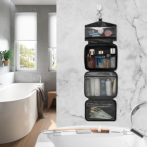 senya Toiletry Bag Travel Bag with Hanging Hook Cute Red Watermelon Slice Makeup Cosmetic Bag Travel Organizer Water-resistant for Toiletries Accessories Shampoo Full Sized Container,L