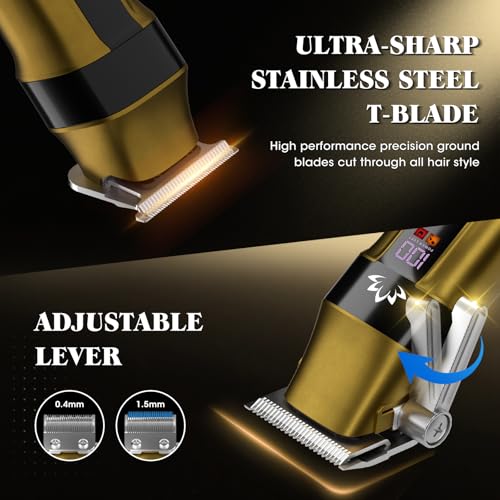 Lanumi Professional Hair Clippers for Men Cordless Cutting T-Blade Trimmer Kit Barber Clipper Trimmer Set with Travel Case Cordless USB Rechargeable Hair Cutting Kit