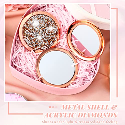 Vicenpal Compact Cosmetic Mirror Round Pocket Makeup for Bridesmaid Gifts Hand Held Small Mirror for Purse Compact Travel Accessory Proposal Bridal Shower Gifts, 2.75 Inch(24 Pcs)
