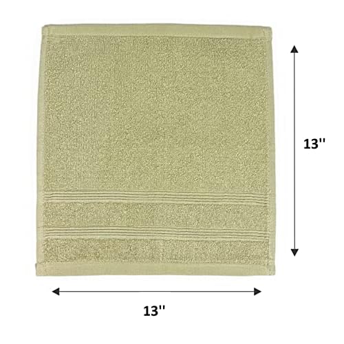 Kaufman - Premium Washcloth Set of 12 (13x13 Inches) 100% Cotton Ring Spun, Highly Absorbent, Durable and Ultra Soft Feel Wash Cloths Essential for Bathroom, Spa, Gym, and Face Towel (12PK)