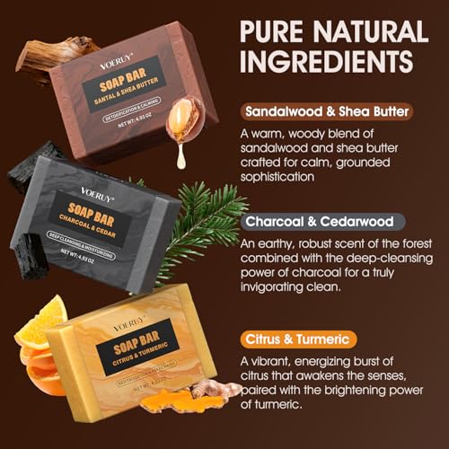 Mens Bar Soap, Natural Handmade Mens Soaps for Face, Body, Hands & Shave, Deep Cleansing, Refreshing Bar Soap for Men , 14.8 Oz 420G
