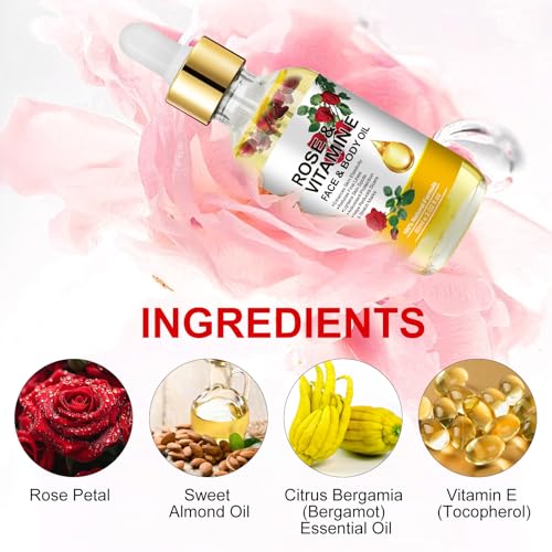 Vitamin E Oil, Vitamin E Oil for Face, Rose & Vitamin E Oil, Face Vitamin E Oil with Gua Sha Tools Set