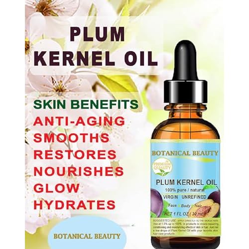 Botanical Beauty French PLUM KERNEL OIL 100% Pure Natural Virgin Unrefined Cold Pressed Carrier Oil 0.5 oz- 15 ml for Face, Skin, Hair, Lips, Nails. Skin SuperFood. Face moisturizer Oil