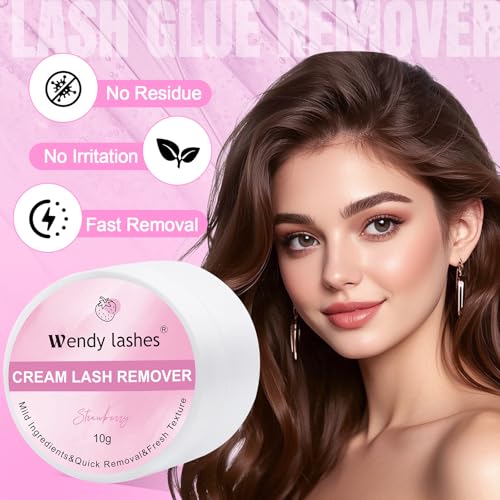 Lash Extension Remover Cream Eyelash Extension Remover Low Irritation Dissolves Powerful Eyelash Glue Remover for Salon Lash Glue Remover(Strawberry 10g)