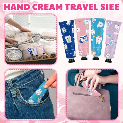 Loopeer 24 Pcs Dental Assistant Week Gifts Bulk Dental Hygienist Appreciation Teeth Themed Hand Creams Travel Size Mini Hand Lotion Thank You Gifts for World Oral Health Day (Teeth Theme)