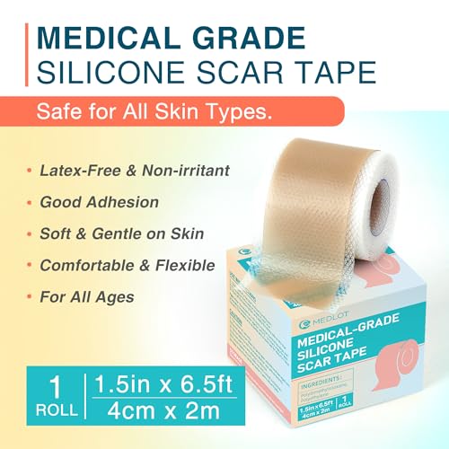Silicone Scar Sheets, 1.55¡± x 78¡± - 2M Roll, Reusable Silicone Scar Tape, Medical Scar Strips for C-Section, Keloid Bump, Stretch Marks, Burn, Acne, Tummy Tuck, Surgical Scar Removal