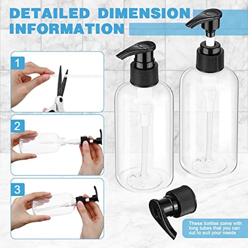 8 Pcs Plastic Pump Bottles Empty Lotion Bottle with Pump Refillable Dish Soap Dispenser Portable Hand Soap Dispenser Shampoo Lotion Container for Oil Liquid Soap(Clear,8.5 oz)