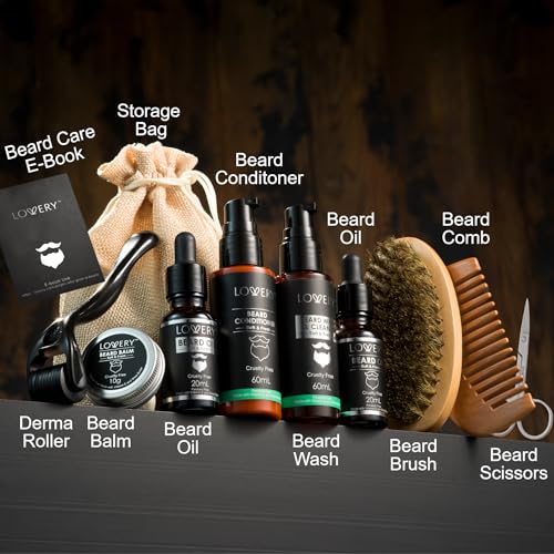 Gifts for Men Beard Grooming Kit, Holiday Gift Beard Kit Set with Beard Oil, Balm, Wash, Brush, Comb & More, Mens Gifts for Him, Dad, Birthday, Boyfriend, Husband, Man