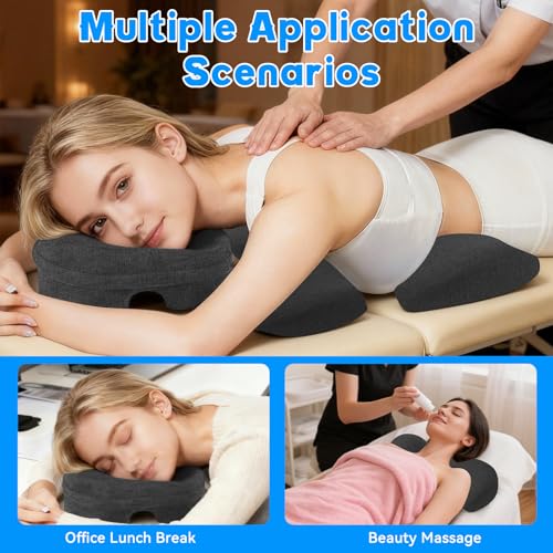 TOROKOM Breast Pillow for Massage, Massage Bolster Face Down Pillow for Sleeping Washable Soft Head Cushion and Chest Cushion for SPA Home (Dark Gray)