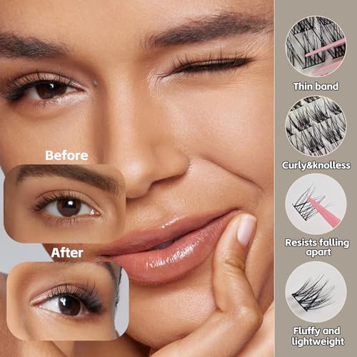Wispy Fairy Eyelash Clusters Kit, 10-16mm D Curl Fluffy Individual Lashes, DIY Natural Lash Extension 192 PCS, Waterproof Cluster Eyelashes (Natural)