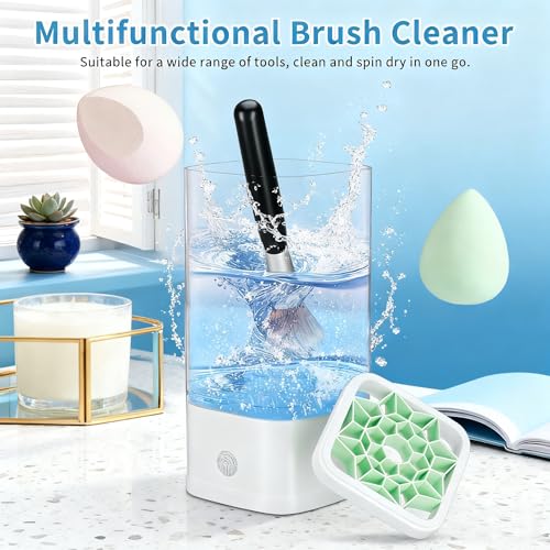 Electric Makeup Brush Cleaner -7000 RPM Plug-In Automatic Brush & Sponge Cleaning Machine with Fast Dry Function - IP65 Waterproof Makeup Brush Cleaner