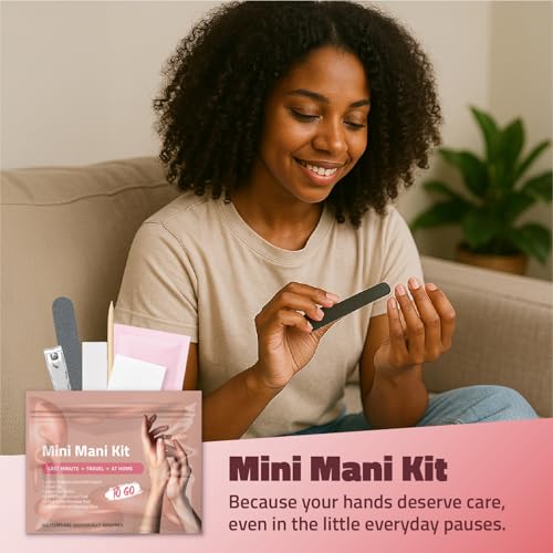 Mini Mani Kit ? Disposable Manicure Set with Nail Clipper, File, Buffer, Cuticle Stick, Remover Pad & Alcohol Wipe ? Single-Use Nail Care Kit for Travel, Events, or Bulk Hygiene (Regular, 5, Count)